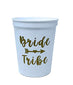 Bride Tribe Bachelorette Party Cups - White & Gold - Perfect Bachelorette Party Decorations for Weddings, Bridal Showers, and Engagements 16oz - Set of 12 Stadium Cups