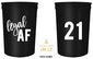 Legal AF 21st Birthday Party Cups and 1"Buy Me a Shot I'm 21" Button! Set of 12, 16oz White and Gold 21st Birthday Stadium Cups, Perfect for Birthday Parties, Birthday Decorations!