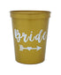 Bride Tribe Bachelorette Party Cups - White & Gold - Perfect Bachelorette Party Decorations for Weddings, Bridal Showers, and Engagements 16oz - Set of 12 Stadium Cups