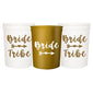 Bride Tribe Bachelorette Party Cups - White & Gold - Perfect Bachelorette Party Decorations for Weddings, Bridal Showers, and Engagements 16oz - Set of 12 Stadium Cups
