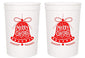 Christmas Party Cups -"Merry Christmas" Bell - Set of 12 White and Red 16oz Stadium Cups, Perfect for Christmas Party, Friends Christmas Party, Holiday Party Cups, Christmas Party Decoration