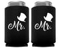 Mr. and Mrs. Can Coolers, Set of 2, 1 White and 1 Black Beer Can Coolies, Cute Wedding Gifts, Novelty Can Cooler, Perfect Engagement or Anniversary Gift, Bridal Shower Gift