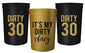 Dirty Thirty, 30th Birthday Party Cups and 1"Talk Thirty to Me" Button, Set of 12, 16oz Black and Gold 30th Birthday Stadium Cups, Perfect for Birthday Parties,Birthday Decorations!