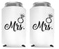 Mr. and Mrs. Can Coolers, Set of 2, 1 White and 1 Black Beer Can Coolies, Cute Wedding Gifts, Novelty Can Cooler, Perfect Engagement or Anniversary Gift, Bridal Shower Gift