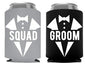 Groom and Grooms Squad Bachelor Party Can Coolers, Set of 12 Beer Can Coolies, Perfect Bachelor Party Decorations and as Grooms Men Gifts