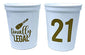 Finally Legal 21st Birthday Party Cups and 1"Buy Me a Shot I'm 21" Button! Set of 12, 16oz White and Gold 21st Birthday Stadium Cups, Perfect for Birthday Parties, Birthday Decorations