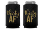 Thirty AF Can Coolers, 30th Birthday Party Coolies, Set of 12, Black/White and Gold Thirtieth Birthday Cup Coolers, Perfect for Birthday Parties, Birthday Decorations (Black)