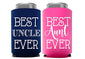 Best Aunt and Uncle Ever Can Coolers, Set of 2, 1 Pink and 1 Navy Blue Beer Can Coolies, Cute New Aunt Gifts, Novelty Can Cooler, Perfect Birthday, Gender Reveal Gift, Baby Announcement