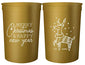 Christmas Party Cups -"Merry Christmas & Happy New Year" and Reindeer - Set of 12 Gold and White 16oz Stadium Cups, Perfect for Christmas Party, Holiday Party Cups, Christmas Party Decoration