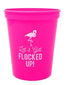 Let's Get Flocked UP or Let's Flamingle! Set of 12 Pink and White 16oz Stadium Cups, Perfect for Birthday Party, Bachelorette Party, and Bridal Showers (Let's Get Flocked UP)