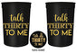 Talk Thirty to Me 30th Birthday Party Cups and 1"Talk Thirty to Me" Button, Set of 12, 16oz Black and Gold 30th Birthday Stadium Cups, Perfect for Birthday Parties, Birthday Decorations!